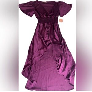 Rose & Grey Los Angeles Purple V-neck Asymmetrical Dress - Women Size Large NWT